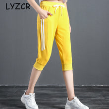 Load image into Gallery viewer, Women's Summer Striped Cotton Harem Capris Pants wit Pockets M-3XL