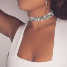 Load image into Gallery viewer, Women's Crystal Rhinestone Choker Necklace-Clear or Multi-colored