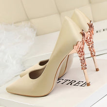 Load image into Gallery viewer, Women's Metal Carved Thin High Heels