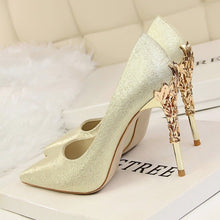 Load image into Gallery viewer, Women's Metal Carved Thin High Heels