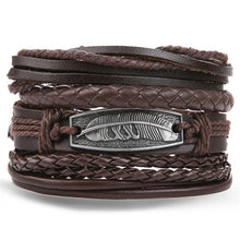 Load image into Gallery viewer, Metal and Leather Bracelet & Bangles Multilayer Wide Wrap Jewelry
