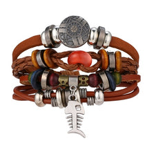 Load image into Gallery viewer, Metal and Leather Bracelet & Bangles Multilayer Wide Wrap Jewelry