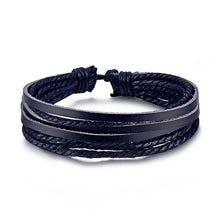 Load image into Gallery viewer, Metal and Leather Bracelet & Bangles Multilayer Wide Wrap Jewelry