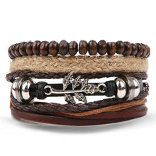 Load image into Gallery viewer, Metal and Leather Bracelet & Bangles Multilayer Wide Wrap Jewelry
