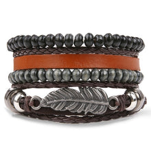 Load image into Gallery viewer, Metal and Leather Bracelet & Bangles Multilayer Wide Wrap Jewelry