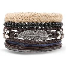 Load image into Gallery viewer, Metal and Leather Bracelet & Bangles Multilayer Wide Wrap Jewelry