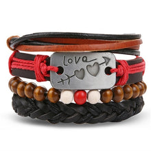 Load image into Gallery viewer, Metal and Leather Bracelet & Bangles Multilayer Wide Wrap Jewelry