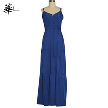 Load image into Gallery viewer, Women's Elegant Button Up Spaghetti Strap Backless Casual Long Dresses