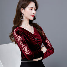 Load image into Gallery viewer, Women's Hollow Out Lacy Sleeves with V-Neck Plus Size Blouse