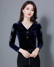 Load image into Gallery viewer, Women's Hollow Out Lacy Sleeves with V-Neck Plus Size Blouse