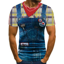 Load image into Gallery viewer, 2021 summer 3D printing jacket suit fake two-piece pattern T-shirt fashion funny sweatshirt boy personality casual short sleeve