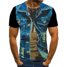 Load image into Gallery viewer, 2021 summer 3D printing jacket suit fake two-piece pattern T-shirt fashion funny sweatshirt boy personality casual short sleeve