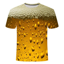 Load image into Gallery viewer, Beer 3D printing T-shirt men's fun beer burger O-neck short-sleeved T-shirt summer men's and women's fashion children's clothing