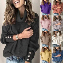 Load image into Gallery viewer, Autumn and winter 2021 European and American women's sweater high neck sweater top fashion versatile sweater
