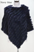 Load image into Gallery viewer, Women's Knitted Poncho with  Real Rabbit Fur