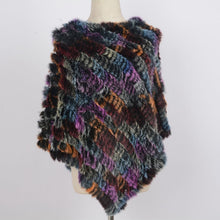 Load image into Gallery viewer, Women's Knitted Poncho with  Real Rabbit Fur