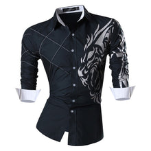 Load image into Gallery viewer, Dragon Print Long Sleeve Casual Slim Fit Male Shirt