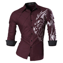 Load image into Gallery viewer, Dragon Print Long Sleeve Casual Slim Fit Male Shirt