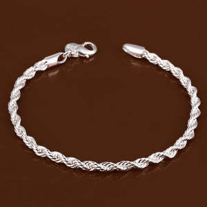 Silver Plated Charm Unisex Fashion Flash twisted Rope Bracelet