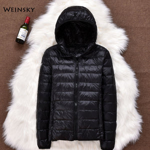 Women  Hooded Ultralight Thin White Duck Down Jacket