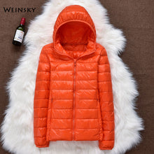 Load image into Gallery viewer, Women  Hooded Ultralight Thin White Duck Down Jacket