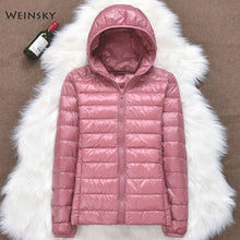 Load image into Gallery viewer, Women  Hooded Ultralight Thin White Duck Down Jacket