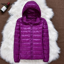 Load image into Gallery viewer, Women  Hooded Ultralight Thin White Duck Down Jacket