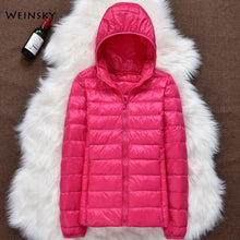 Load image into Gallery viewer, Women  Hooded Ultralight Thin White Duck Down Jacket