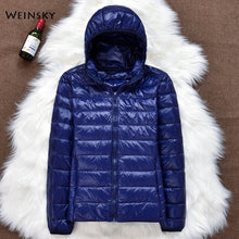 Load image into Gallery viewer, Women  Hooded Ultralight Thin White Duck Down Jacket