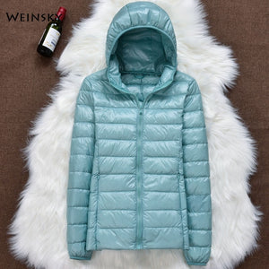 Women  Hooded Ultralight Thin White Duck Down Jacket