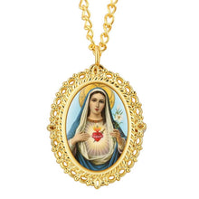 Load image into Gallery viewer, Bronze or Gold Virgin Mary Pattern Pocket Watch