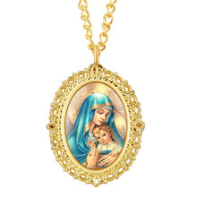 Load image into Gallery viewer, Bronze or Gold Virgin Mary Pattern Pocket Watch