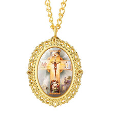 Load image into Gallery viewer, Bronze or Gold Virgin Mary Pattern Pocket Watch