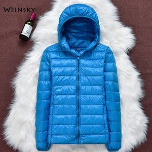 Women  Hooded Ultralight Thin White Duck Down Jacket