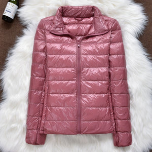 Women  Hooded Ultralight Thin White Duck Down Jacket