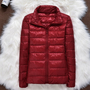 Women  Hooded Ultralight Thin White Duck Down Jacket