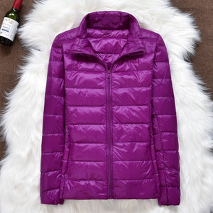 Women  Hooded Ultralight Thin White Duck Down Jacket