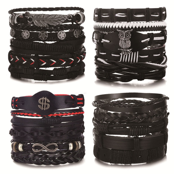 Men Bold 21-Styles Multilayer Metal, Leather, Beads Bracelet