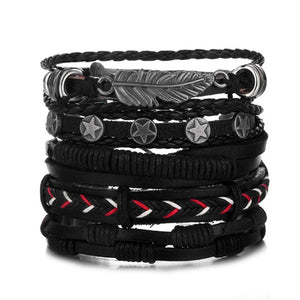 Men Bold 21-Styles Multilayer Metal, Leather, Beads Bracelet