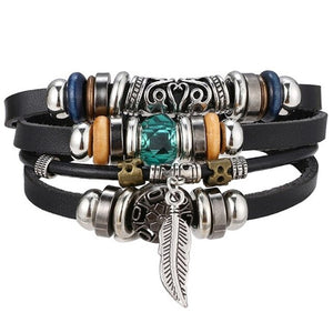 Men Bold 21-Styles Multilayer Metal, Leather, Beads Bracelet