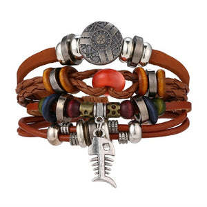 Men Bold 21-Styles Multilayer Metal, Leather, Beads Bracelet