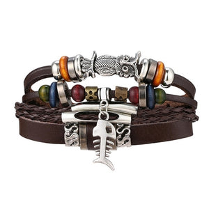 Men Bold 21-Styles Multilayer Metal, Leather, Beads Bracelet