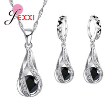 Load image into Gallery viewer, Sterling Silver Water Drop Necklace+Dangle Earrings Jewelry Set