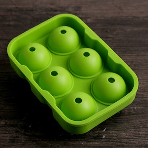 BalmyDays 6 Holes Big Round Silicone Sphere Ice Ball Tray