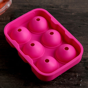 BalmyDays 6 Holes Big Round Silicone Sphere Ice Ball Tray