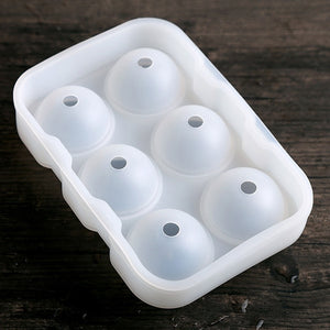 BalmyDays 6 Holes Big Round Silicone Sphere Ice Ball Tray