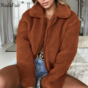 Women Faux Fur Teddy Coat with Fluffy Pockets- Plus Size Available