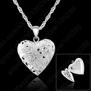 Sterling Silver Heart Pendant Necklace +18 inches Singapore Chain