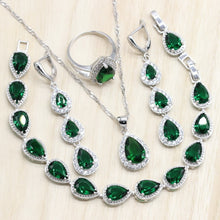 Load image into Gallery viewer, 925 Sterling Silver Jewelry Sets - Green Cubic Zircon with  Free Gift Box