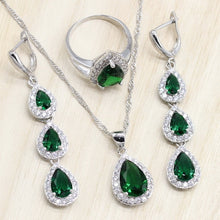 Load image into Gallery viewer, 925 Sterling Silver Jewelry Sets - Green Cubic Zircon with  Free Gift Box